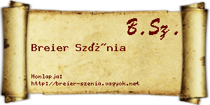Breier Szénia névjegykártya